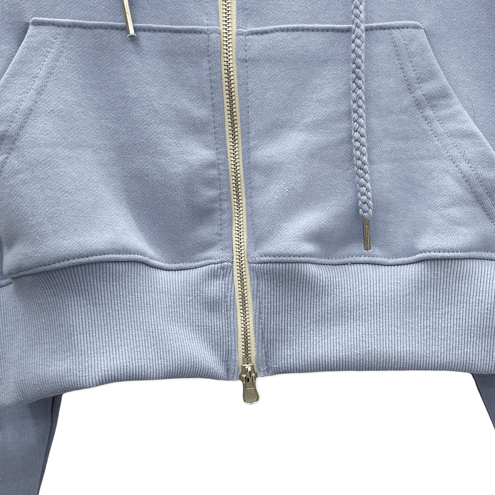 Two Way Cropped Hoodie Zip Up C2601
