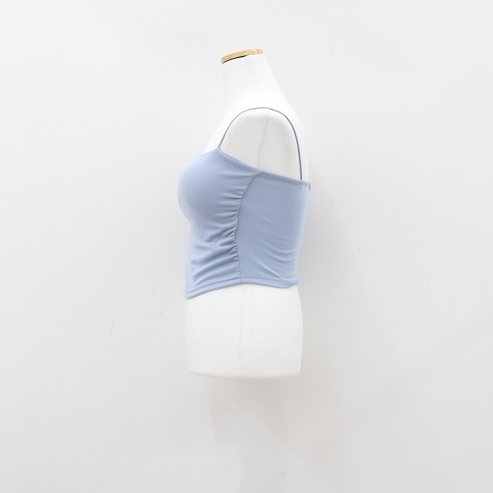 Cropped Cami with Side Shirring and Bra Cap Attached CM23