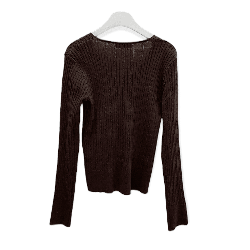 V Neck Cable Knit Top C2701