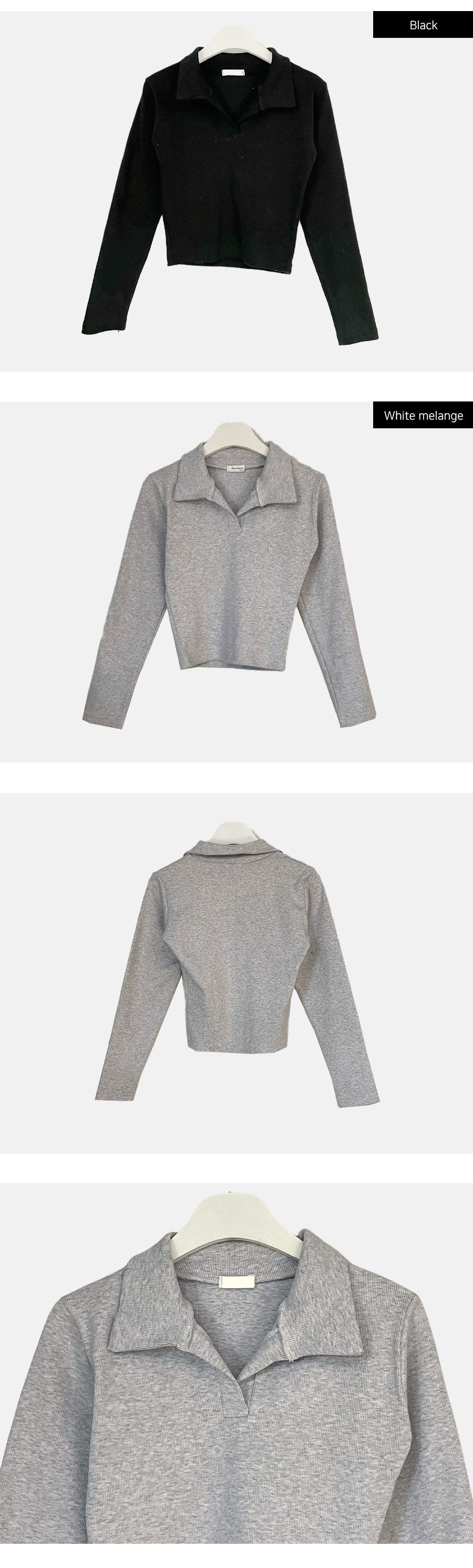 Open Collar Cropped Long Sleeve Tee